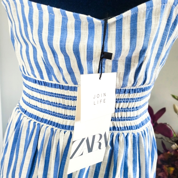ZARA STRIPED MIDI DRESS NWT - Picture 8 of 14
